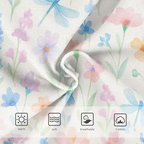 Joisal Cotton Toddler Girls Underwear Watercolor Wildflowers Beige Panties Little Girl Cartoon Briefs Undies Kids 2t3