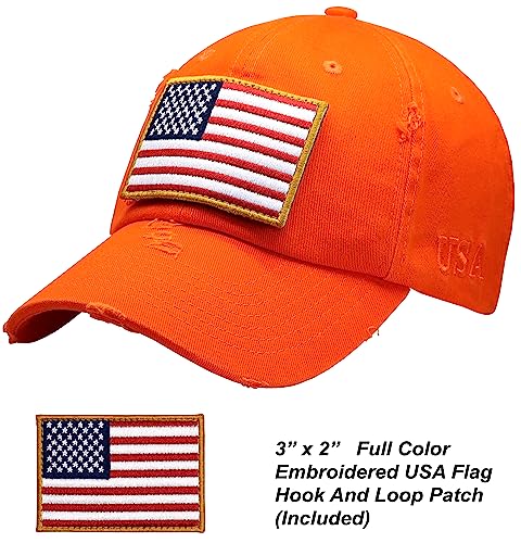 Image of Antourage American Flag Unisex Baseball Hat for Men and Women | USA Flag Mesh Snapback Flat Visor Cap + 2 Patriotic Patches