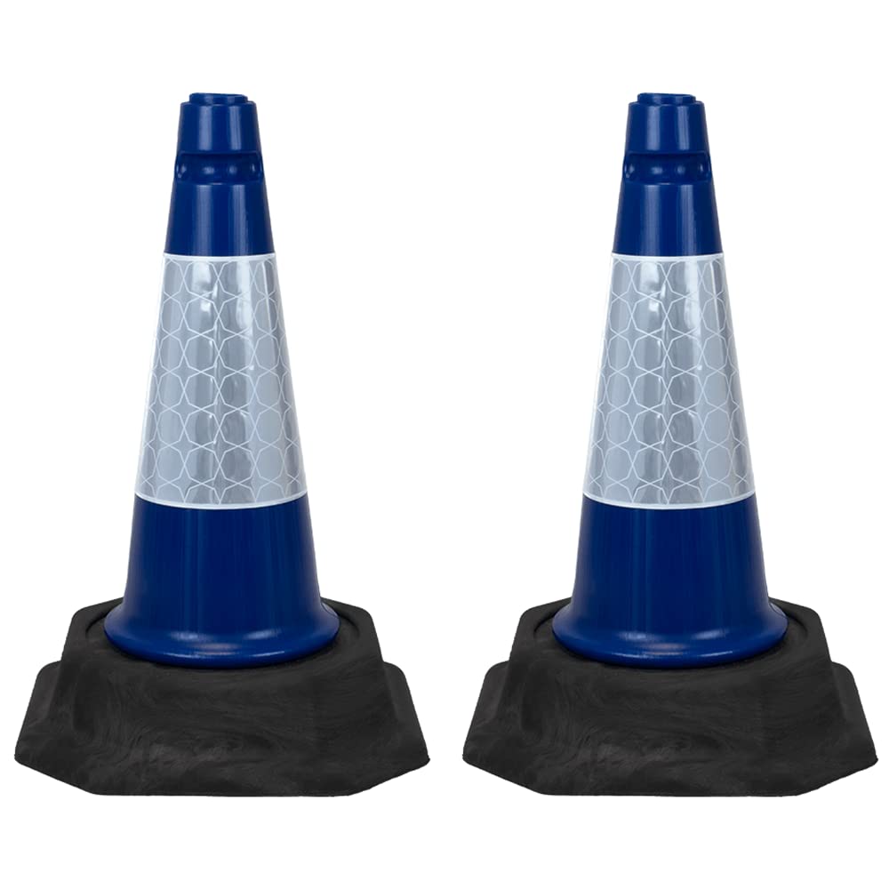 Street Solutions UK2 x 460mm Tall Traffic Cones Reflective Sleeve For Indoor And Outdoor Usage, Self Weighted Cones Are Manufactured In The UK Blue