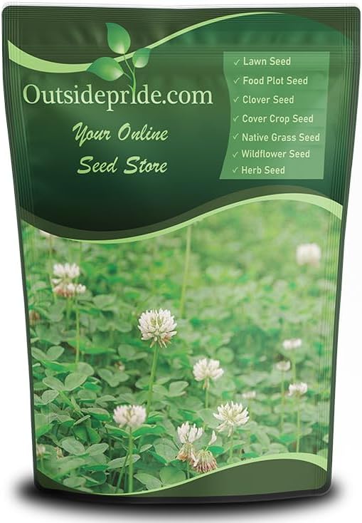 Outsidepride Perennial White Dutch Clover Seed - 2 lbs. Nitrocoated, Inoculated Clover Seeds for Lawn Alternative, Erosion Control, Food Plots, Ground Cover, & Pasture Mixtures in USDA Zones 3-10
