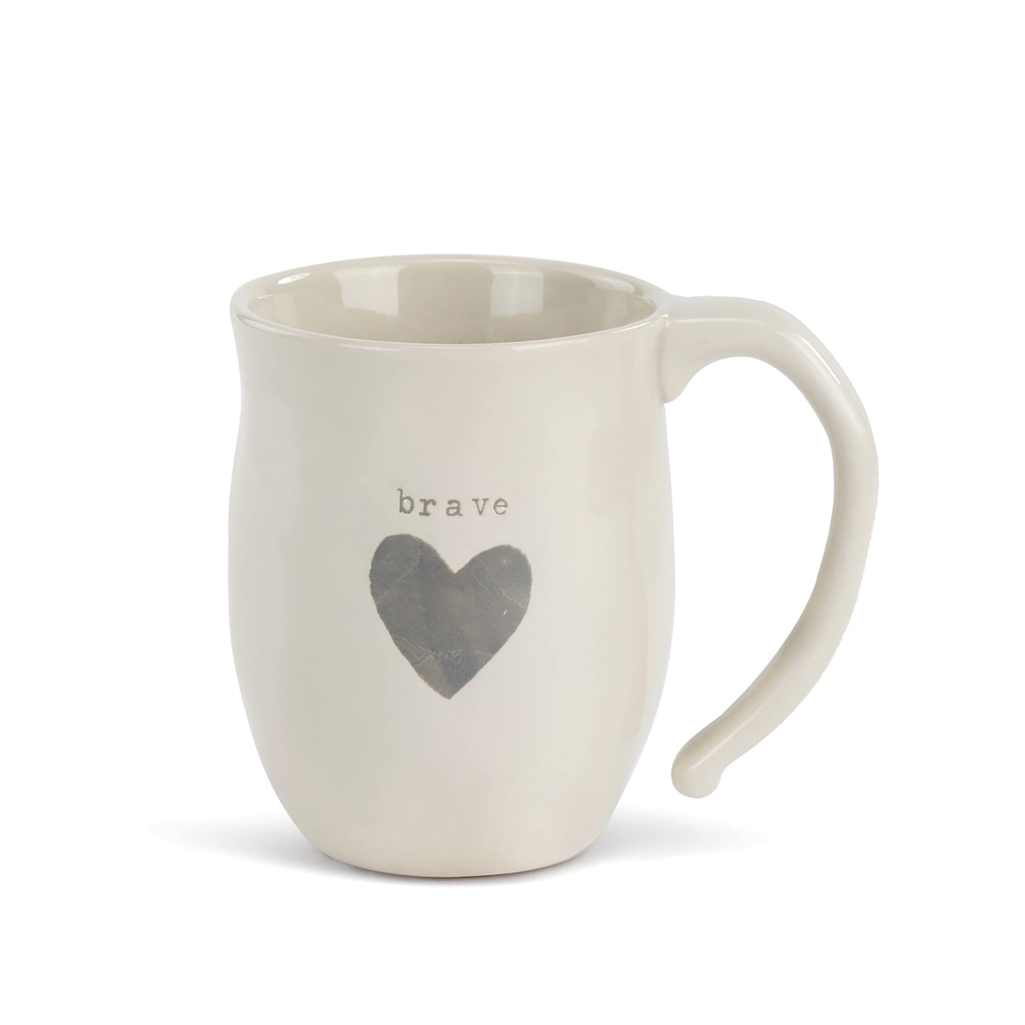 DEMDACO Brave Heart Cream Inspirational 16 ounce Ceramic Stoneware Coffee Mug