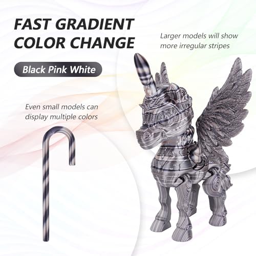 Image of AMOLEN Silk PLA 3D Printer Filament, Shiny Multicolor Rainbow PLA Filament 1.75mm, Fast Color Change PLA 3D Printing Filament for Most FDM 3D Printer, Black Pink White, 1kg (2.2lbs)