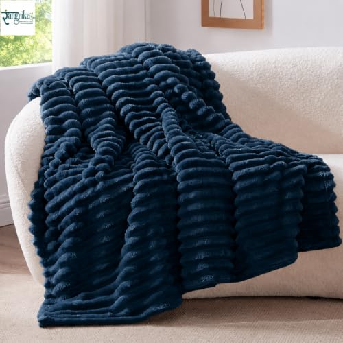 Image of Rangrika.in Ultra Soft Bed Blanket, Premium Flannel Fleece Plush Throw, Ribbed Texture Mink Touch, Lightweight Warm Cozy AC & Mild Winter Use, Machine Washable (Green, Double)