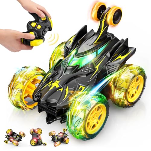 Braxel 360 Flips Remote Control Car - LED RC BatToy Man for Boys and Girls 3-9 Years Old - Kids Present