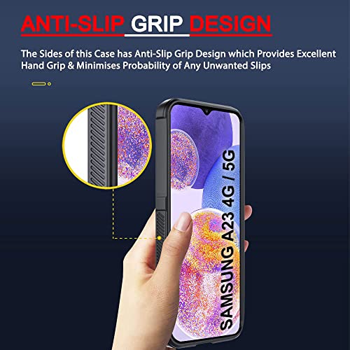 Image of TheGiftKart Liquid Silicon Back Cover Case for Samsung Galaxy A23 4G / A23 5G | Shockproof Military Grade Protection | Micro-Fibre Cloth On Inner Side | Built-in Anti-Slip Grip Cover Case (TPU, Black)