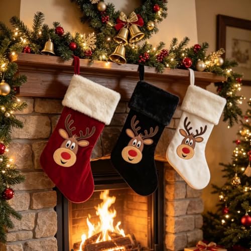 20 Eteramus Embroidered Reindeer Velvet Christmas Stocking w/ White Plush Cuff (Red) 4.95 + Free Shipping w/ P + 50% Off Code S7EMHRB2 - image 6