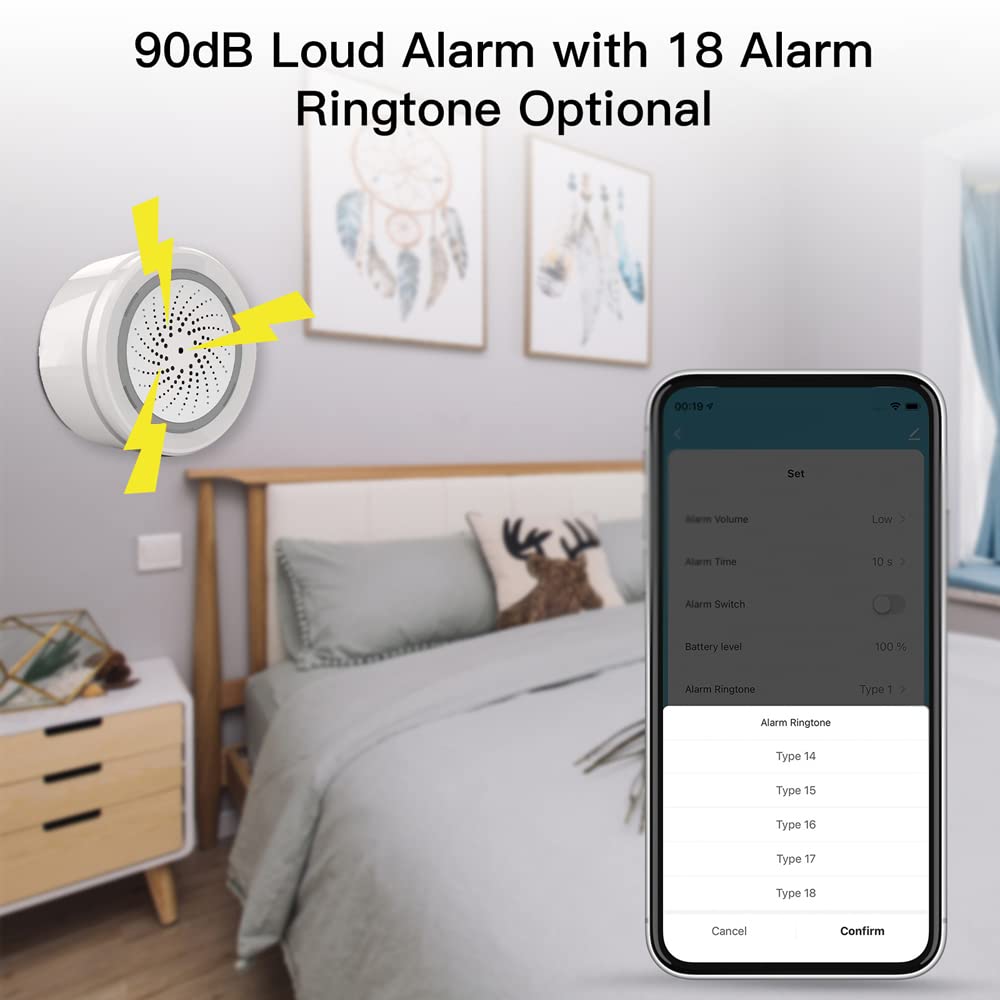 Sunydog Tuya WiFi Intelligent Siren Sensor ble and Visual Alarm 90dB Loud Alarm APP Remote Control Home Sty System Compatible with Smart Life - Image 3