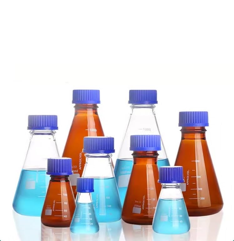 Matraz cónico de vidrio, Matraz cónico triangular de vidrio borosilicato resistente a altas temperaturas 50 a 1000 ml(Brown 1000ml(GL45))