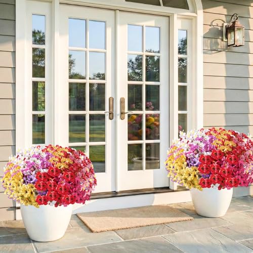 Powbrace 22 Bundles Artificial Flowers Outdoor, Faux Silk Flowers for Outdoors Outside Front Porch Hanging Planter Window Box Garden Decoration(Multi-Colour) image 3