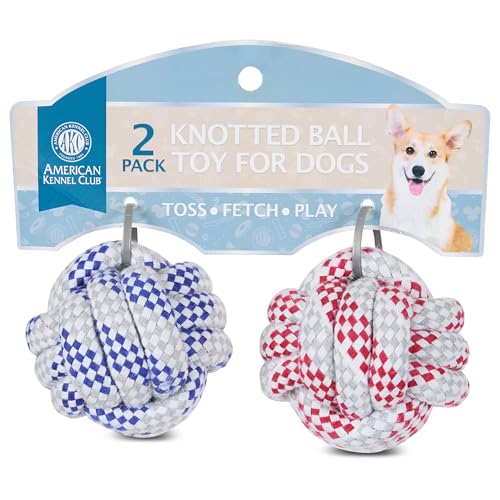 AKC Rope Dog Toys – Durable Tug & Chew Set for Medium to Large Dogs – Flossing Cotton Rope with Tennis Balls, Loops & Rings – Interactive Dog Toy Set for Teeth Cleaning & Tug-of-War