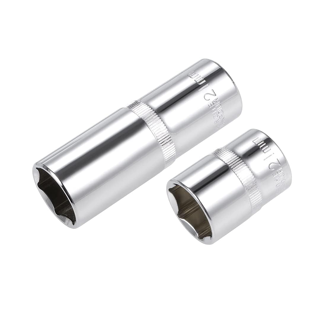 TA-VIGOR 2Pcs 1/2-Inch Drive by 21mm Deep and Shallow Socket, Cr-V Drive Socket, 6-Point, Metric for Auto Repairing and Household