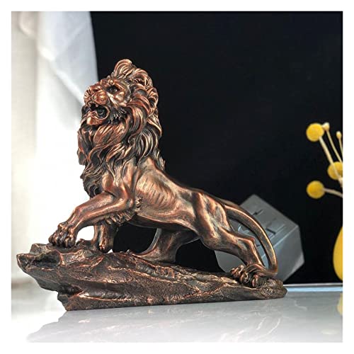 Lion rugissant en résine déco dorée pour habiller votre entrée