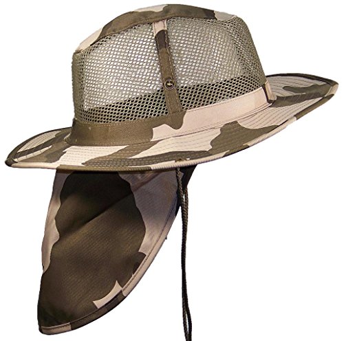 Image of Tropic Hats Summer Wide Brim Mesh Safari /Outback W /Neck Flap & Snap Up Sides