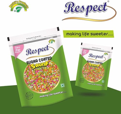 Image of RESPECT Sugar Coated Saunf Fennel Seeds, Mukhwash, Sweet Mouth Freshener (200 X 2)