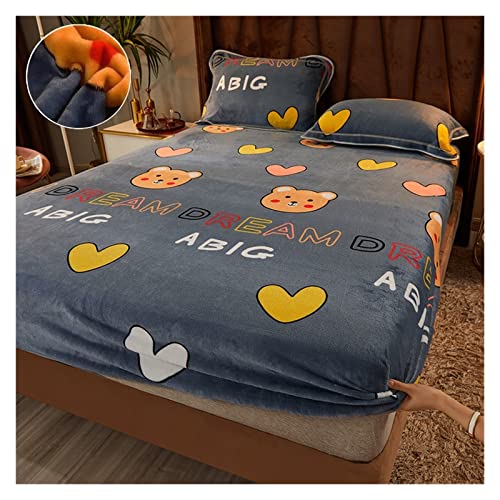 YESJmn Spannbettlaken Weiches, gemütliches Bettlaken mit Druck, Warmer Samt, elastisches Spannbettlaken, Erwachsene, Kinder, Doppelbett, King-Size-Matratzenschoner - Image 3