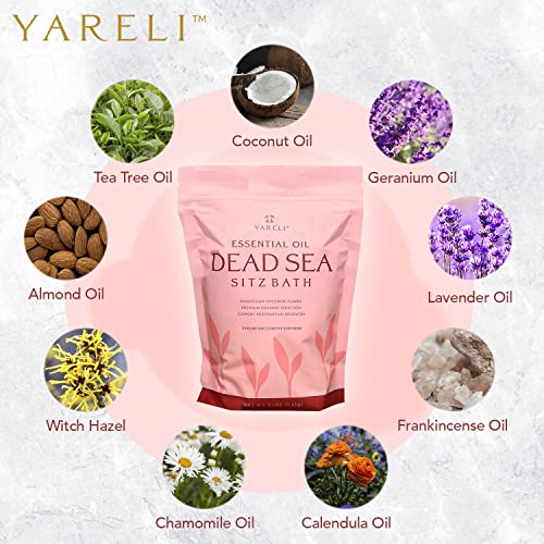 Yareli Sitz Bath Soak For Postpartum Recovery And Hemorrhoid Relief, With Dead Sea Magnesium Bath Salt Flakes And Essential Oils, 3Lbs #TOP4