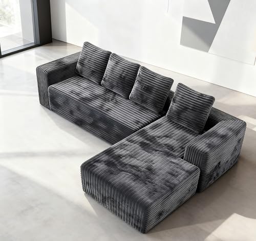 Image of KEIKI Cloud Modular Sectional Sofa with L Shape Chaise, Right Facing Chaise Layout for Apartment Comfort