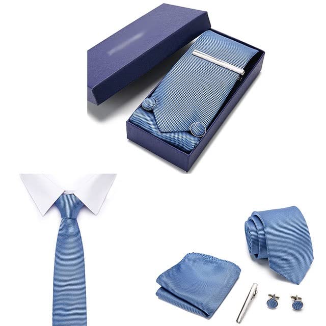 Set de corbata tejida y gemelos con caja de regalo para hombre miniatura 3