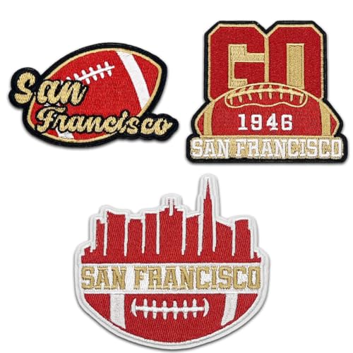 3Pcs Applique Art Crafts for Football Fan DIY Clothing Accessories Sports Styles Embroidered Patch DIY Sewing Applique Trim and Embellishments Iron On Patches for San Francisco(ABC)