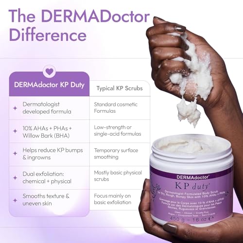Image of DERMAdoctor KP Bump Eraser Body Scrub with 10% AHAs + PHAs for Keratosis Pilaris, Dry, Rough, and Bumpy Skin, Dermatologist Formulated Exfoliating Body Scrub with Glycolic and Lactic acids - 32 oz