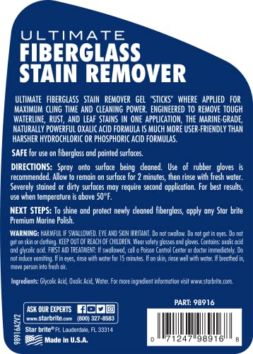 STAR BRITE Ultimate Fiberglass Cleaner - Powerful Gel Spray for Rust and Stain Removal on Boats