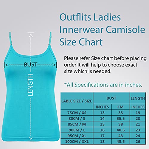 Image of OUTFLITS Women's Ladies Cotton Adjustable Strap Innerwear Camisole Slip Combo 2 Pices Pack (LIC02F 2C)