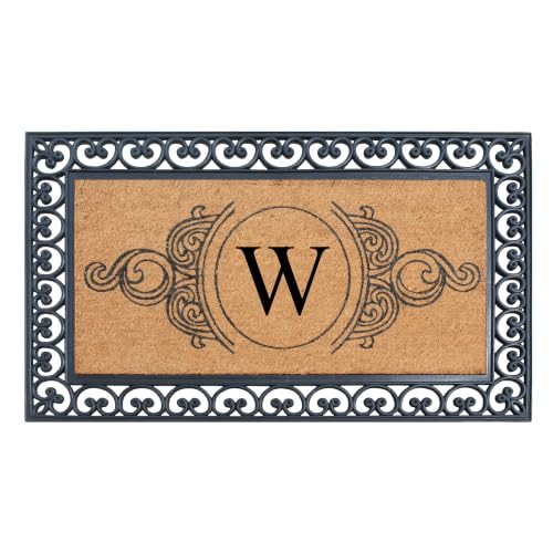 A1HC Natural Coir Monogrammed Doormat Heavy Duty Front Door Mat 30"x48", W