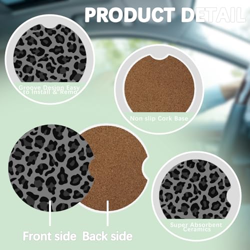 Portavasos cerámicos absorbentes Gris Leopardo 2 piezas miniatura 4