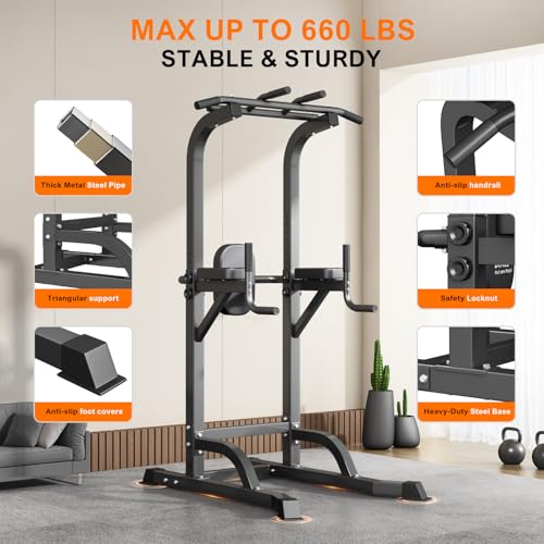 image for DONIUZ Power Tower Pull Up Bar and Dip Station, Multi-Function Home Gy