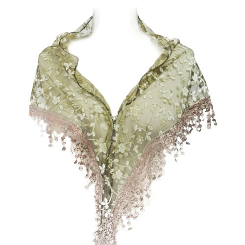 Wrapables Embroidered Floral Lace Triangle Scarf2