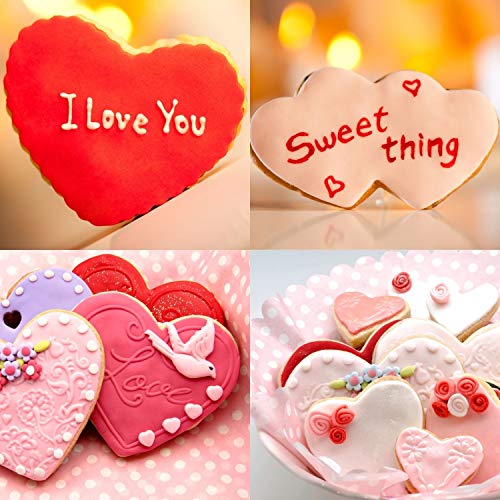 KAISHANE Valentine\'s Day Cookie Cutters Set 5 Pieces Heart Cookie Cutters Bisucit Cutter - Heart, Double Heart, Center of Circle & Wavy Heart Stainless Steel - Thumbnail 3