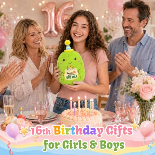 Image of Sweet 16 Pickle Birthday Stuffed Animal,Sweet 16 Gifts for Kids