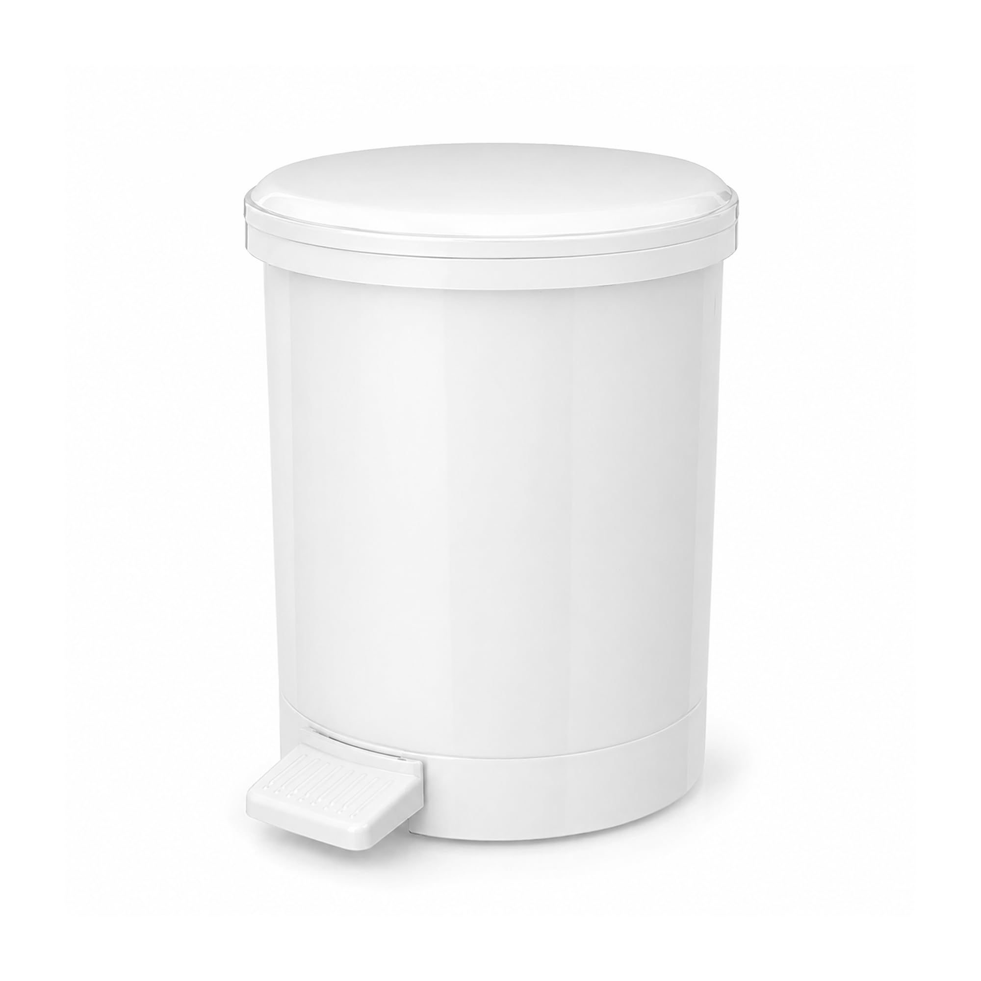 Chabrias 3L Bathroom Pedal Bin with Lid - Small White Plastic Toilet Bin with Removable Inner Bucket, Compact Waste Bin for Ensuite, Cloakroom, Bedroom or Office, Hygienic Hands-Free Step-On - 3 Litre