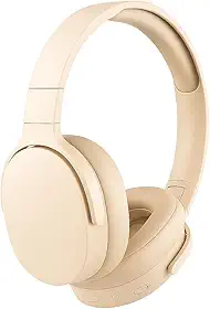 Fone de Ouvido Bluetooth 5.3 Headphone On-ear Sem Fio Fone Para Academia e Corridas, com Cancelamento de Ruído Dobrável com microfone Integrado PREMIUM (Bege)