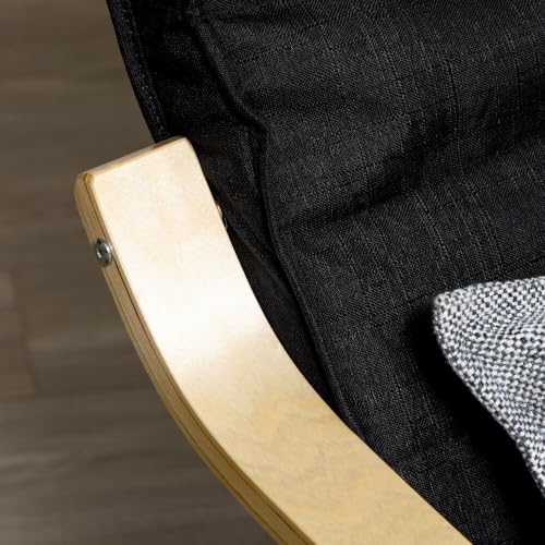 Miniatura 8 de Homcom Sillón De Salón Con Reposapiés Ajustable Sillón Butaca Para Dormitorio Tapizado En Tela Con Marco De Madera Carga 120 Kg Para Oficina Estudio 66,5x94x100 Cm Negro