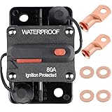 STETION 80 Amp Circuit Breaker Trolling with Manual Reset Car Marine Trolling Motors Boat ATV Manual Power Protect for Audio System Fuse 12V-48VDC Waterproof (80Amp)
