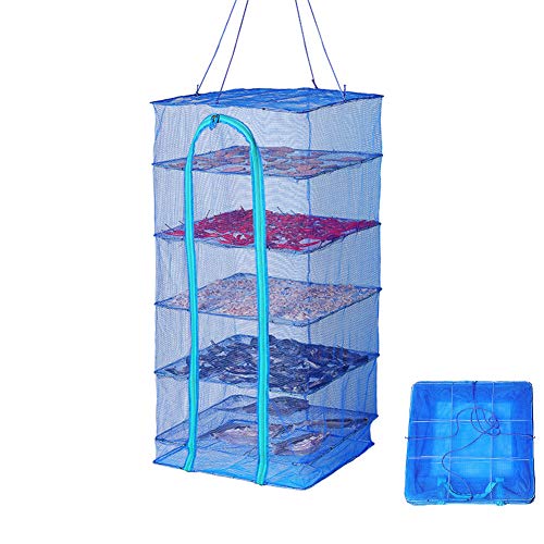 Hängendes Trocknungs-Trockenregal Netz, 5-lagiges Gemüsefisch-Geschirrsieb Faltbares Trocknungsnetz Lebensmittel-Dörrgerät Kräuter-Trockenregal 2 STÜCKE