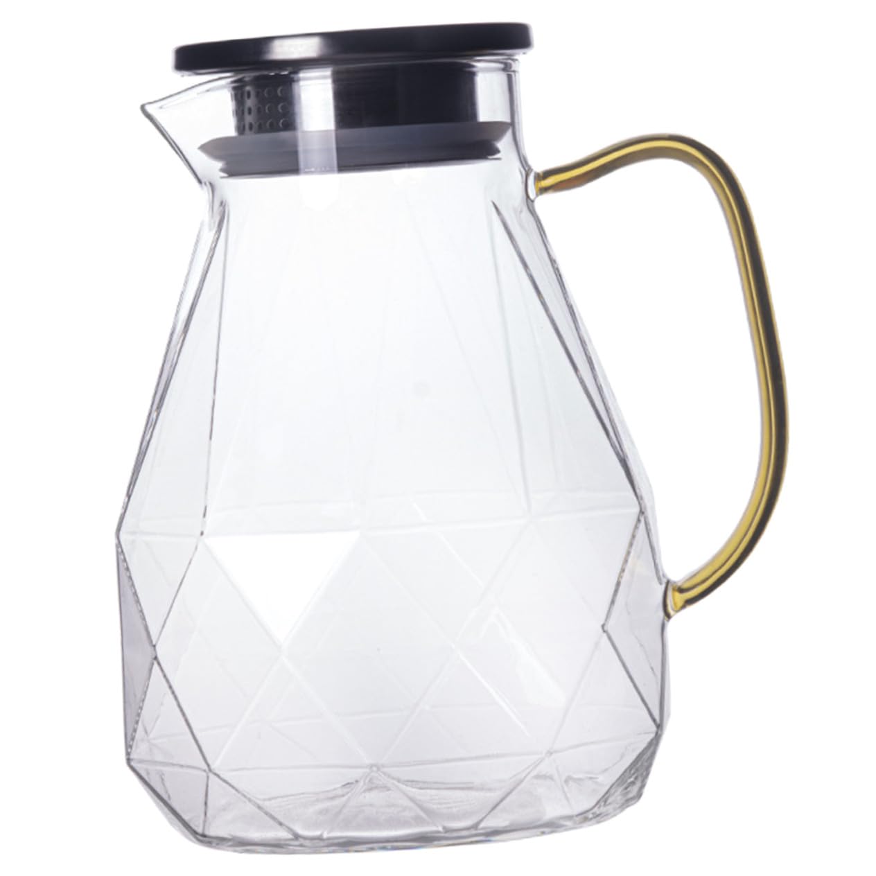 Jarra de Agua de Vidrio 1500ml con Tapa de Acero Inoxidable | Jarra de Bebidas para Hogar y Restaurante, Asa Reforzada y Vidrio Resistente al Calor