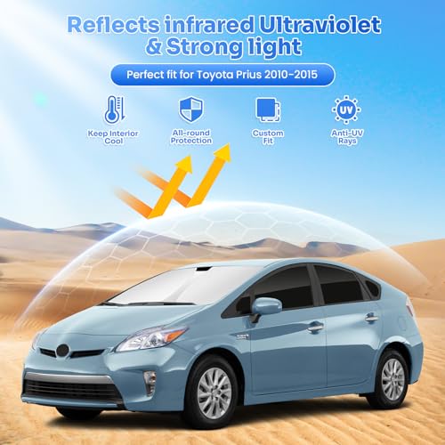 Image of Canvcle Window Shades for 2010-2015 Toyota Prius Hatchback Accessories Windshield Sun Shade Side Rear Window Covers Sunshade Sun Visor Shield Privacy Protection for Camping Keep Car Cool Black 11PCS