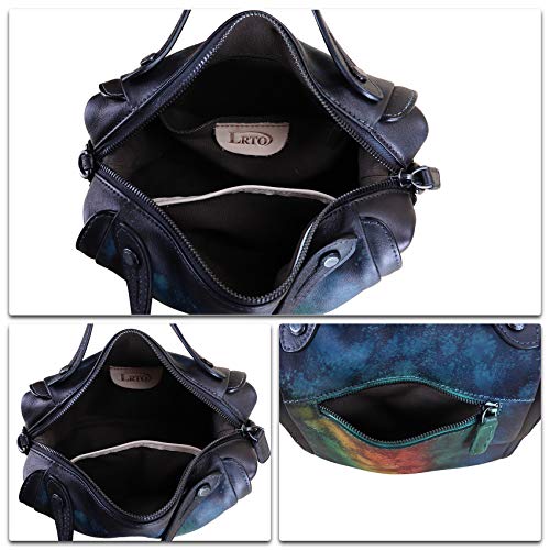 Genuine Leather Satchel Purse For Women Retro Handmade Top Handle Handbag Designer Crossbody Bag (Multicolor1) #TOP6