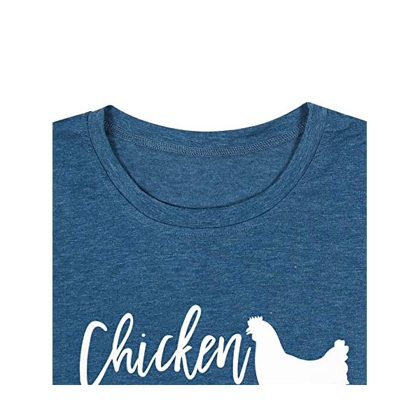 Chicken Mom T-Shirt Women Funny Hen Chiken Farm Humor Graphic Shirt Cute Short Sleeve Tops (Blue, Large)