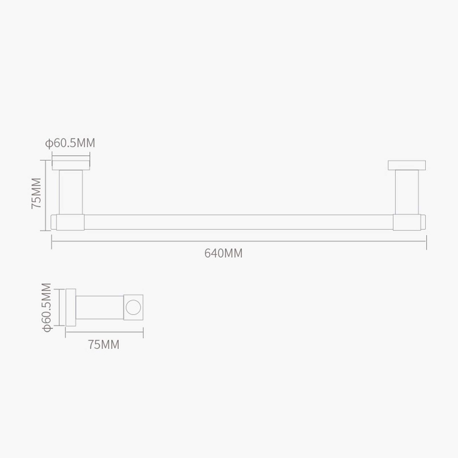 Portasciugamani da parete, 640 mm, in acciaio inox spazzolato, per bagno e cucina, design salvaspazio moderno accessorio per la casa