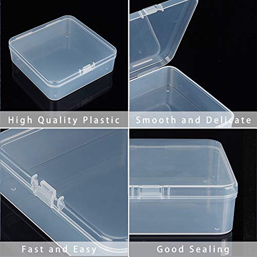 Image of BENECREAT 27 Pack Mixed Size Rectangle Mini Clear Plastic Bead Storage Containers Box Case with lid for Items,Pills,Herbs,Tiny Bead,Jewerlry Findings, and Other Small Items