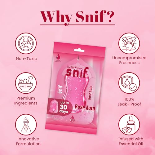 Image of Car Air Freshener Hanging - Snif Gel Car Perfume, Essential Oil Based Long Lasting Car Fragrance (30-45 Days), Odor Eliminator Auto Air Freshener for Car - Rose Aura