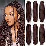 Passion Twist Crochet Hair 18inch 96 Stands Passion Twists Braiding Hair 6 Packs Synthetic Passion Twist Crochet Braids Hair Extensions (4#Medium Dark Brown, 18 Inch (Pack of 6))