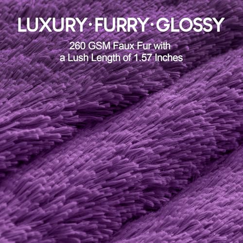 Image of Cottonblue Weighted Blanket 20lbs 60x80 inches for Queen Bed, Faux Fur Sherpa Weighted Blanket for Adults, Plush Cozy Bed Blanket with Glass Beads for Calm and Relax, Purple