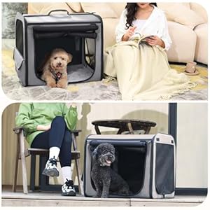 Dog Car Carrier Stable and Light Weight, Dog Carrier for Car, Portable Dog Car Crate with Breathable Windows, Foldable Pet Carrier for Both Indoor and Outdoor Use, Dog Travel Crate with Curtain Gray Dog Car Carrier Stable and Light Weight Dog Carrier for Car Portable Dog Car Crate with Breathable Windows Foldable Pet Carrier for Both Indoor and Outdoor Use Dog Travel Crate with Curtain Gray