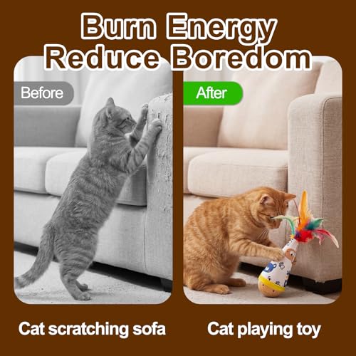 Jouet interactif autoportant pour chat avec plumes Walfront - 4