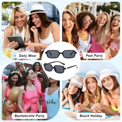 Image of 10 Pack Retro Rectangle Sunglasses for Women | Party Glasses, Trendy 90s Y2K Style, Narrow Square Small Frame, Adult Shades Unisex, Party Favors Sun Glasses