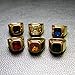 PMTIER Men's Stainless Steel Gold Plated Ring with Square Orange Gem Stone Size 10